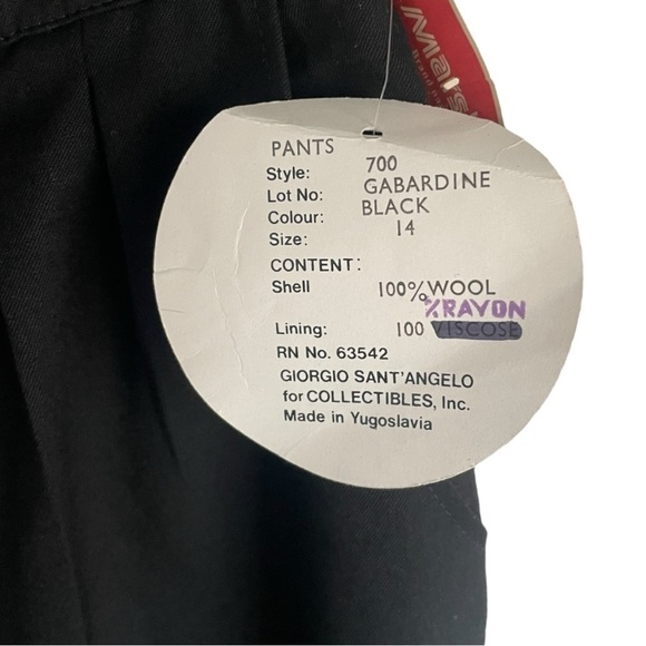 Vintage Giorgio 14 Sant'Angelo‎ for Collectibles, Inc. Wool Gabardine Pants - Picture 5 of 7
